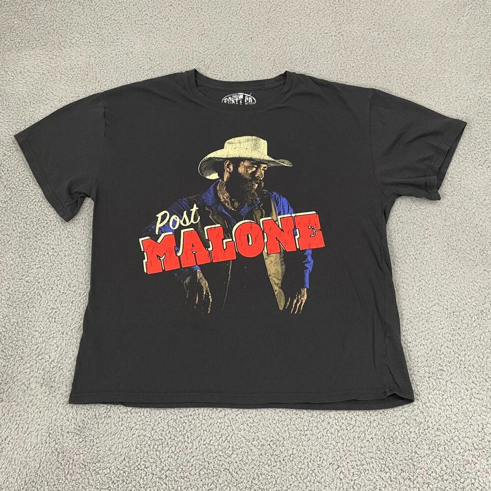 Post‎ Malone Posty Co Shirt Women XXL Black Cowboy Graphic Short Sleeve